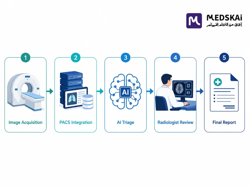Artificial intelligence in radiology workflow from image acquisition to radiology report